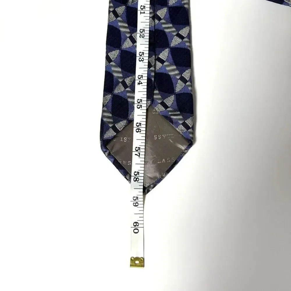 Robert Talbott Mens Blue Geometric Handsewn In USA Tie 100% Silk Necktie
